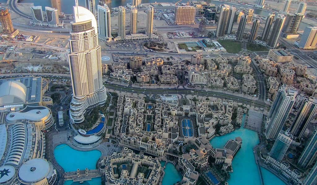 Burj Khalifa zonsondergang in Dubai