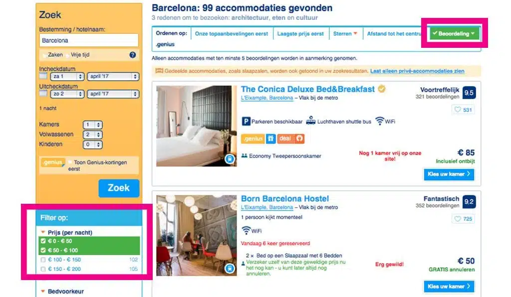 Goedkope hotels Booking.com