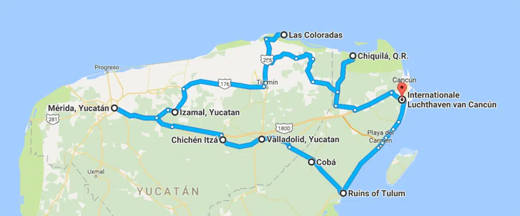 Mexico route rondreis yucatan