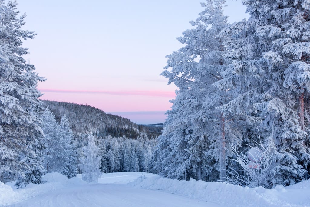 Zonsondergang Zweeds Lapland
