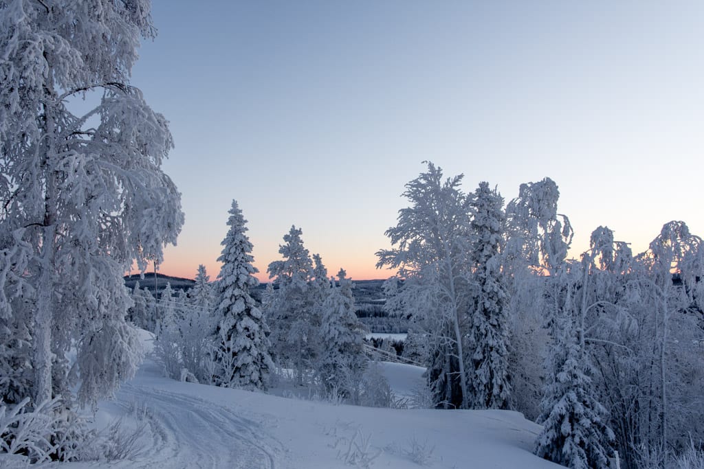 Zonsondergang in Zweeds Lapland