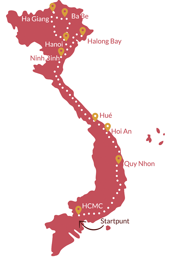 Rondreis Vietnam - route in 3 tot 4 weken