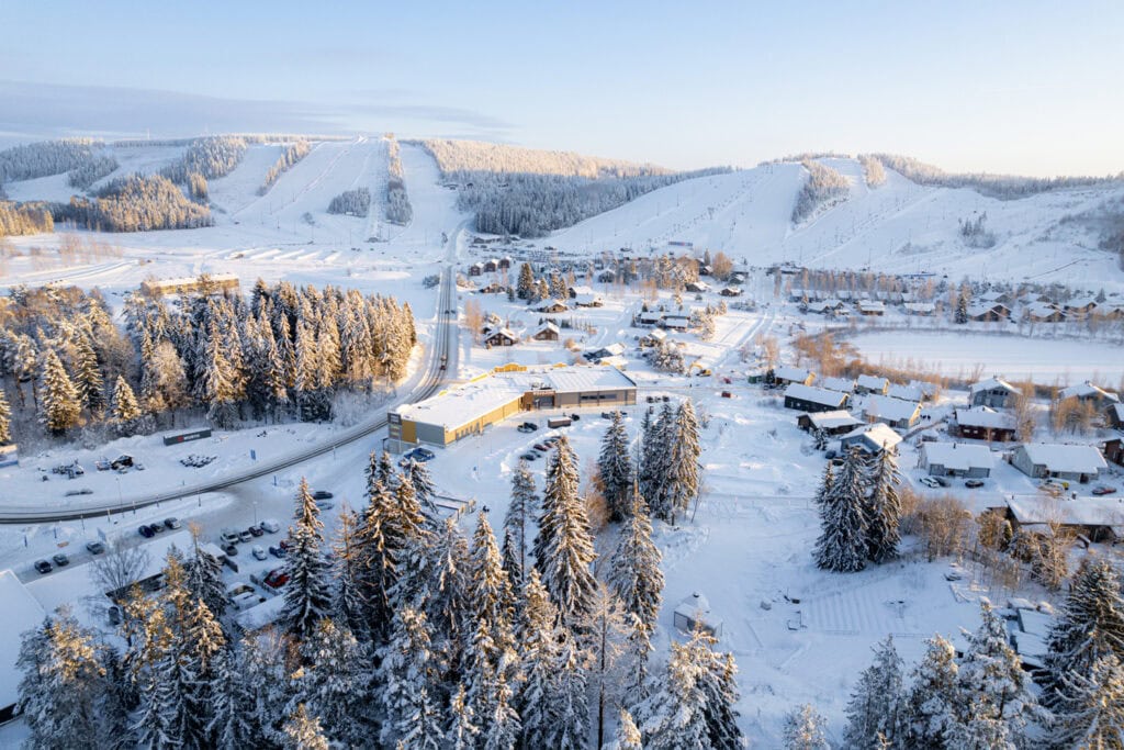 Wintersport in Himos, Zuid-Finland