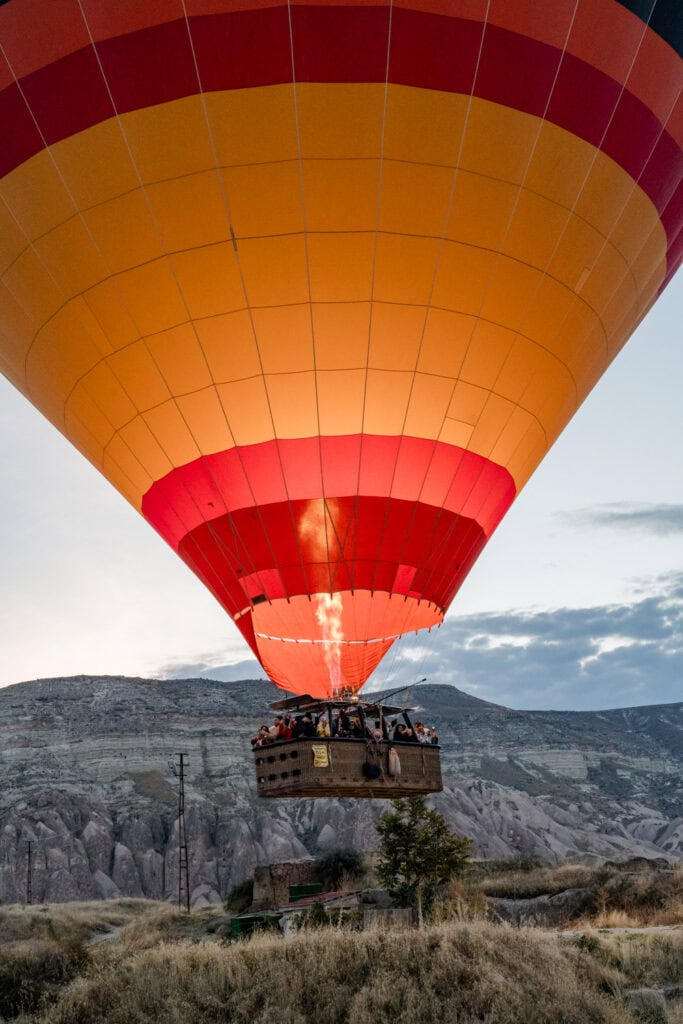 Uitzicht luchtballonnen Cappadocië