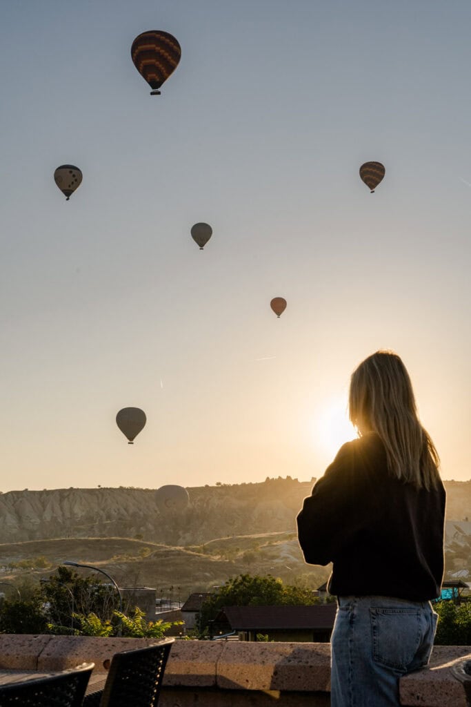 Uitzicht luchtballonnen Cappadocië